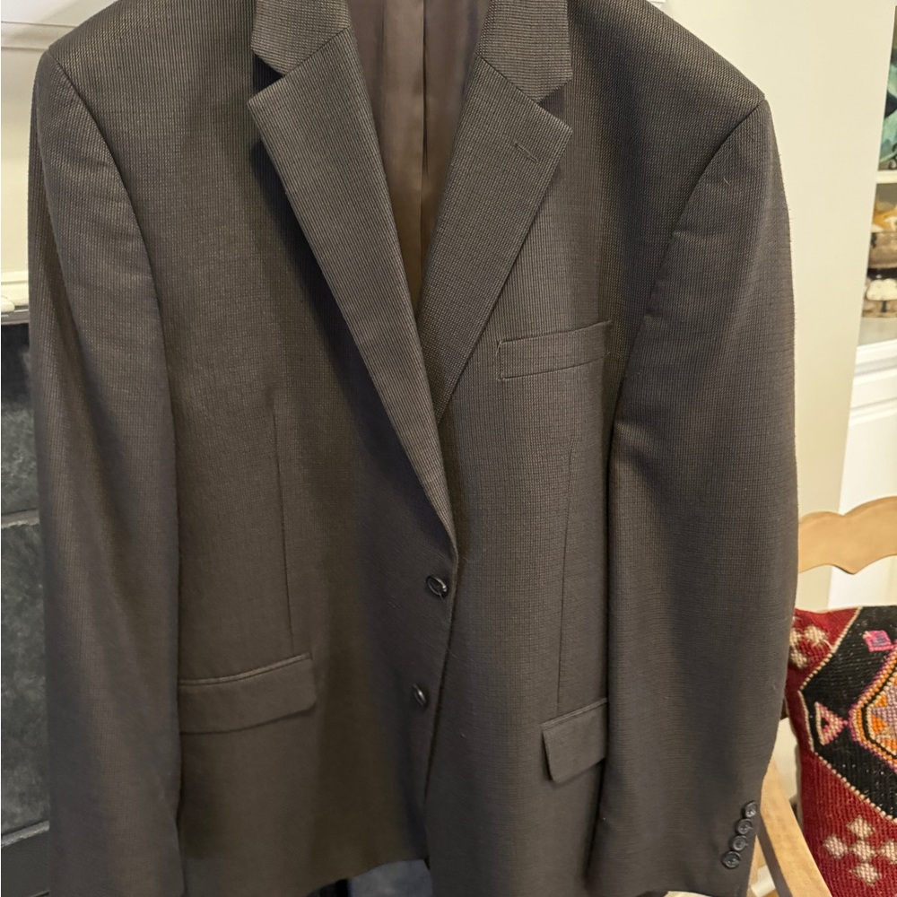 Chaps Men's Blazer in Dark Brown Check